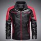 Men'S Stand Collar Coat Long Solid Colored Daily Long Sleeve Leather Black Red Brown