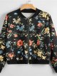 Women'S Zipper Jacket Regular Print Sports Basic Sun Flower Black