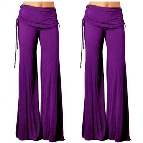 Women's High Waist Yoga Pants Wide Leg Pants / Trousers Breathable Moisture Wicking Solid Color White Black Purple Fitness Dance Plus Size Sports Activewear High Elasticity Loose